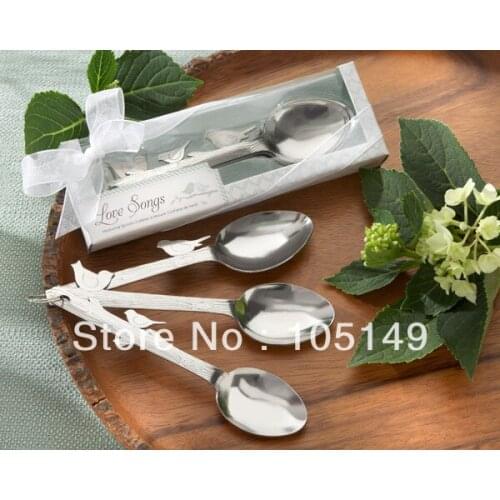 30Pcs/lot=10boxes) Bridal favors of "Love Songs" Stainless-Steel Measuring Spoon Wedding favors for Love birds Party Favors