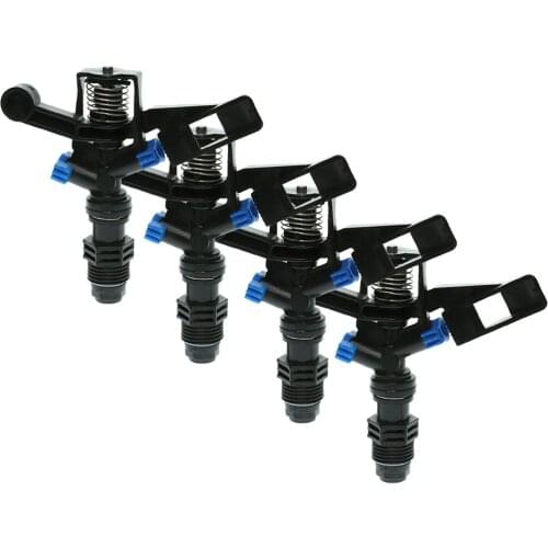 4-Pack 1/2 Inch Irrigation Head Water Impact Sprinkler Full Circle Garden Grass, Black