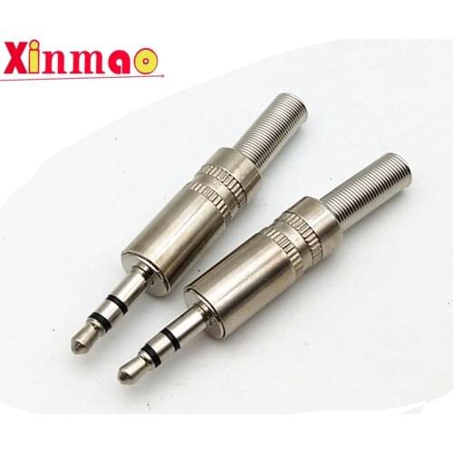 5 pcs 3.5mm 3-Pole Stereo Metal Plug Connector 3.5 Plug & Jack Adapter With Soldering Wire Terminals 3.5mm Stereo Plug