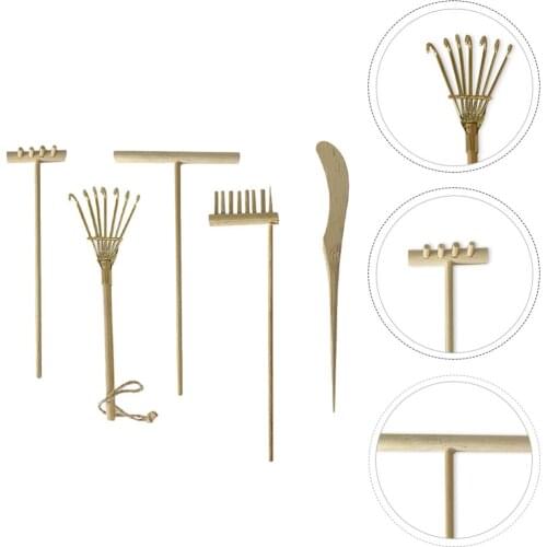 5PCS Sand Table Mini Rake Office Desktop Decor Meditation Smoothing Push Rake