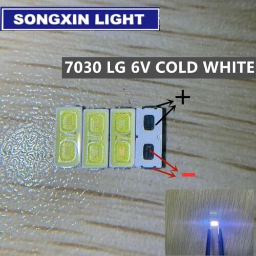 50pcs FOR LG 7030 SMD LED High Power Cold White Diode 110LM 6V TV Television Backlit Super Bright Diodo LED SMD 7030 Cool White