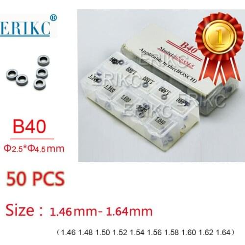 50PCS ERIKC B40 Diesel Fuel Injector Adjusting Shims, Injection Calibrator Shims Washer Size 1.46mm-1.64mm for Bosch injector
