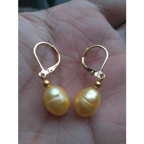 AAAA 10-12MM gold Breathablepearl Handmade pearl earring 14k/20 Gold