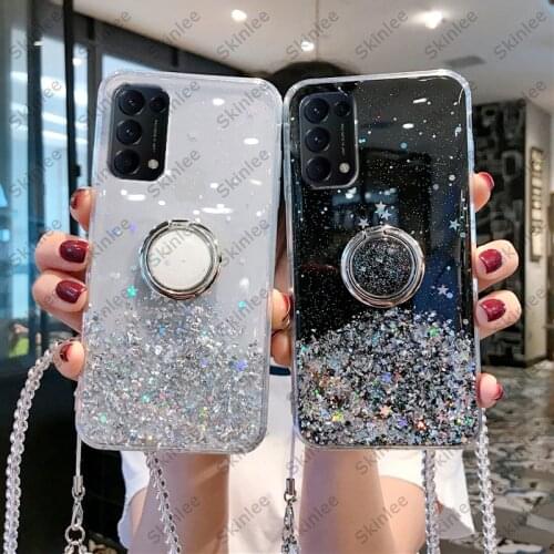 Skinlee Glitter Bling Sequins Case For OPPO A54 5G Starry Sky Clear Shockproof Star Moon For OPPO A74 5G Cover