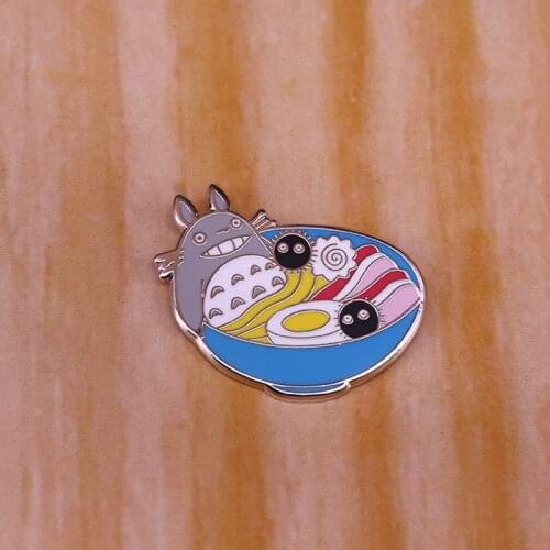 Totoro ramen pin yummy and cute combination inspired by Ghibli anime jewelry