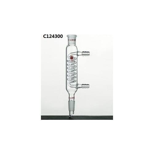 C124300 synthware,Condenser, Coiled, Jacket Length:300mm, Joints:24/40, O.D. hose Connection:10mm