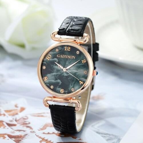 Women`s Fashion Watch Women Leather Belt Bracelet Watches Marble Painting Ladies' Quartz Clock Dress Wristwatches Reloj Mujer