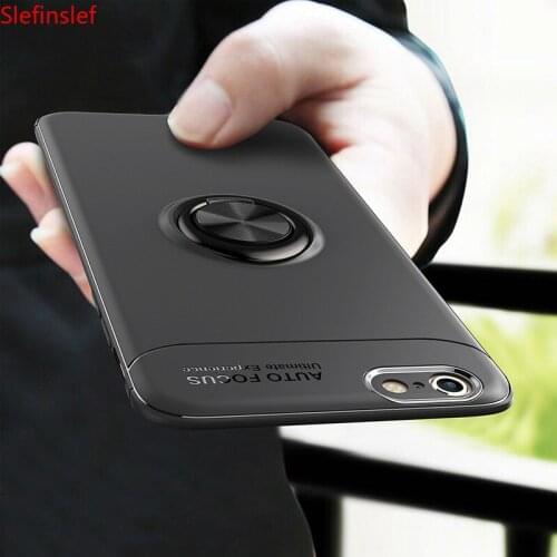 Slefinslef For Apple iPhone SE 2020 Case Finger Ring Holder Shell Soft Silicone Back Cover For iPhone SE 2 4.7"
