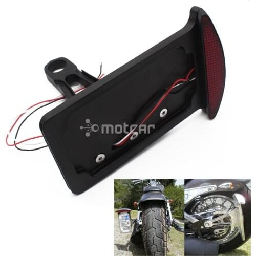 Black Aluminum Side Mount License Plate Bracket Frame with Led Taillight & Brake Light for Harleys Metric Bikes and Choppers