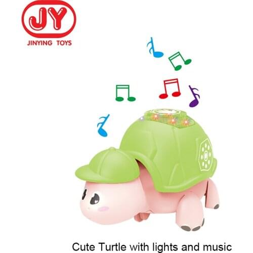 Baby Press the clockwork Toys for Children Turtle model with multicolored lights Friction Toys Baby Educational Game Toys