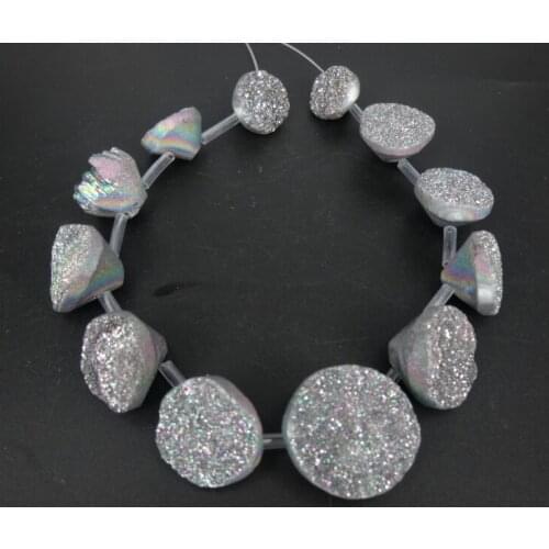 Electroplating Rainbow Druzy Necklace Poiny Pendant, Unique Semi-precious Quartz Crystal Necklace Pendant Druzy Necklace