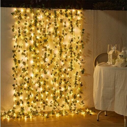 Artificial Ivy Solar String Lights Fairy Lights Garland Green Leaf Vine Light for Party Wedding Outdoor Garden Decoration