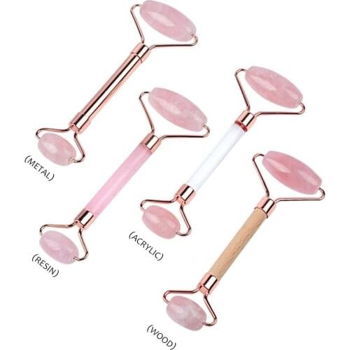 Natural Rose Quartz Facial Massage Roller Crystal Stone Jade Roller Wrinkle Removal Face Massager Roller Stone Face Lifting Tool