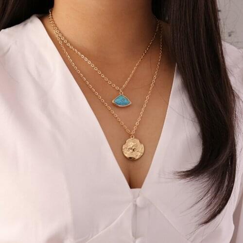 Dainty Unique shape Choker Necklace Long Chain Pearl Heart Gold Coin Pendant Necklaces For Women Fashion Jewelry