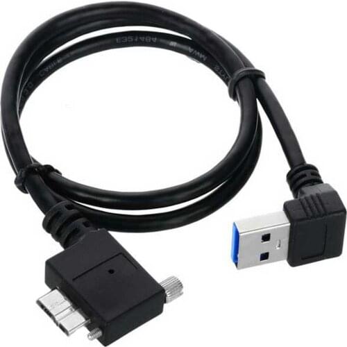 Jimier Down Direction Right Angled 90 Degree USB 3.0 A plug to Micro B Plug Left Angled locking screws Panel Cable
