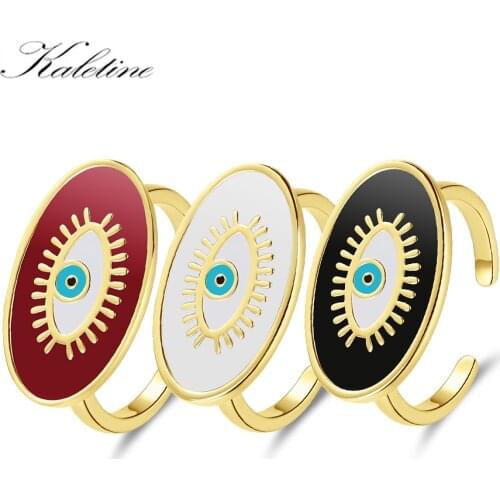 Kaletine 925 Sterling Silver Blue Evil Eye Rings For Women Open Adjustable Vintage Boho Shell Ring Female Party Jewelry Gift