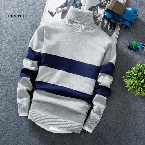Cashmere Pullover Men New Fashion High Collar Thin Sweater Autumn Mens Sweater Casual Mens Loose Knit Warm Sweater