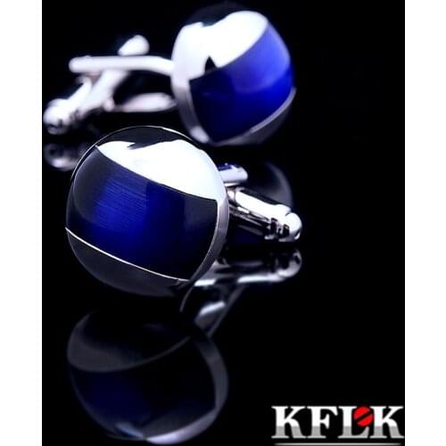 Kflk Jewelry Shirt Fashion Cufflink For Mens Brand Blue Cuff Link Button male High Quality Luxury Wedding Groom guests
