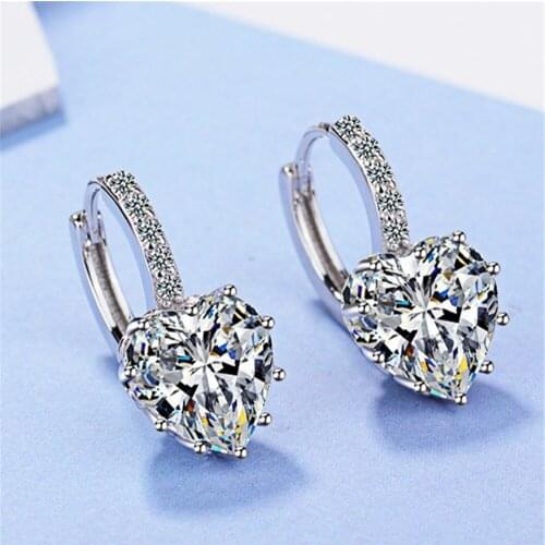 SHQIYAYI 925 Sterling Silver Classic Heart Hoop Earrings Zircon Women Fashion Jewelry Korea Trendy Gifts 270
