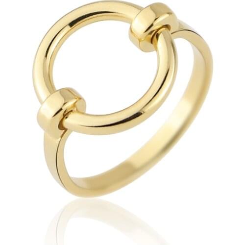 Simple Design Pure Form Circle Shape Ring Stainless Steel Gold Color Fashion Jewelry Bague Femme Homme Anillo Wholesale