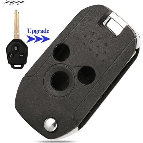 Jingyuqin Flip Remote Car Key Case Shell Modified For Subaru Forester XV Legacy Outback 3 Buttons Folding Fob
