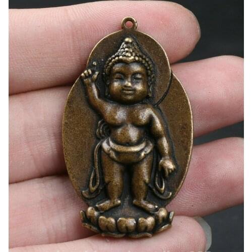 46MM Small Curio Chinese Bronze Buddhism Sakyamuni Prince Buddha Pendant Statue