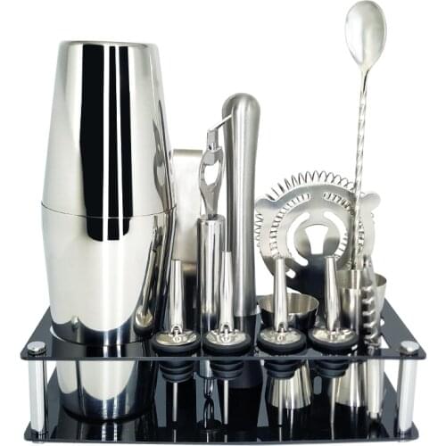 Bartending Kit Cocktail Shaker Set kit Bartender Kit shakers Stainless Steel Bar Tool Set with Stylish Stand Dropshipping
