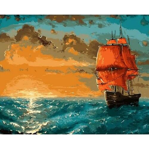 DIY Digital Painting By Numbers lonely sea oil painting mural Kits Coloring Wall Art Picture Gift frameless