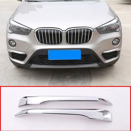 2pcs ABS Chrome For BMW X1 F48 2016 2017 2018 2019 Car Front head Fog Lamp Cover Trim Molding Accessories