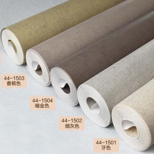 Retro non - woven wallpaper bedroom bedroom full of living room modern simple plain plain imitation linen pattern wallpaper