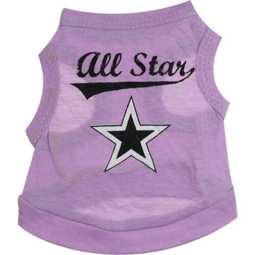 Puppy Clothes Summer Cheap Beautiful and Comfortable Printing Letters Five-pointed Star Vest Short-sleeved T-shirt