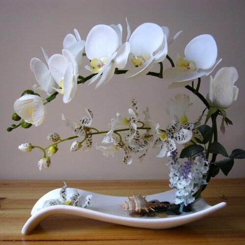 CREATIVE BUTTERFLY ORCHID ARTIFICIAL FLOWER CERAMIC ORNAMENT HOME DECORATION OFFICE DESKTOP CERAMIC VASE PHALAENOPSIS FIGURINE