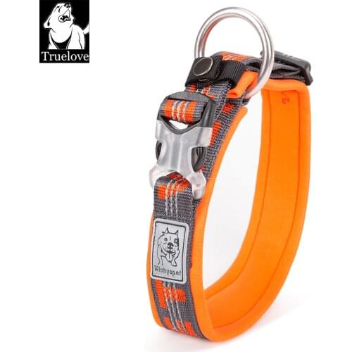 TRUELOVE Pet Collar Best Neoprene Padded 3M Reflective Dog Collar for Large Medium Small Bonus Dog Tracker Tag Feature YC1854