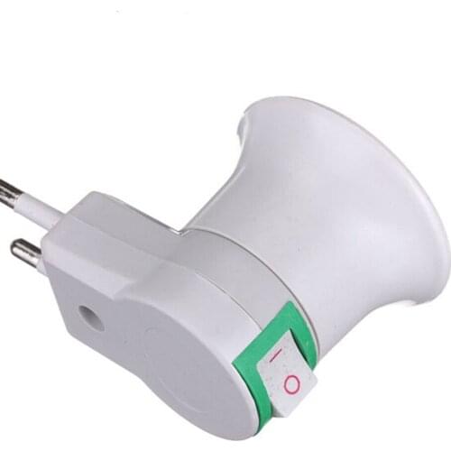 E27 Female Socket To EU Plug Adapter With Power On-off Control Switch E27 Lamp Holder Converter EU Plug E27 Base Socket Ligh