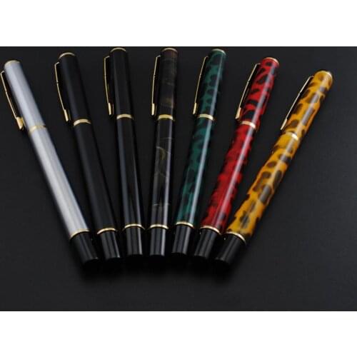 Baoer Leopard Pattern Gilding Fountain Pen Gold Arrow Clip Medium Nib Durable Metal Gift Office School Students Supplies H6260