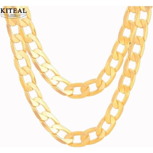 KITEAL Hot New 18KGP Gold Filled Necklace on the neck for male link chain multi-layer necklaces Jewelry for women