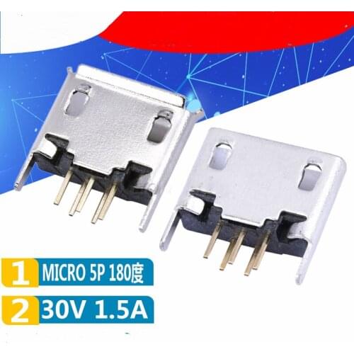SIZE 1 AND SIZE 2 Micro 5p female 180 degree Mike 5p female direct plug micro 5p USB plug-in vertical
