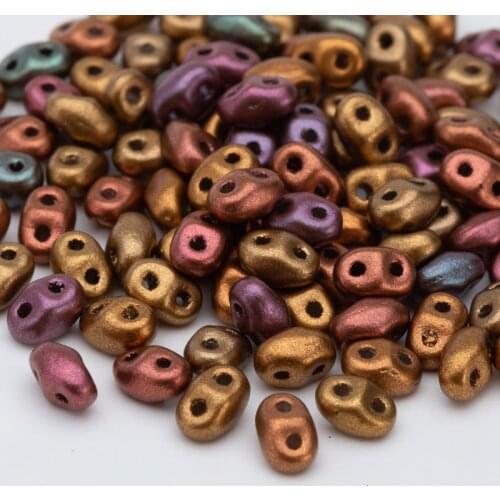 Taidian Peanut 2*4mm Glass Beads Luster Two Hole Metallic Loose NativeBeads For Diy Beadwork Handcraft Jewelry 5gramsAbout100pcs