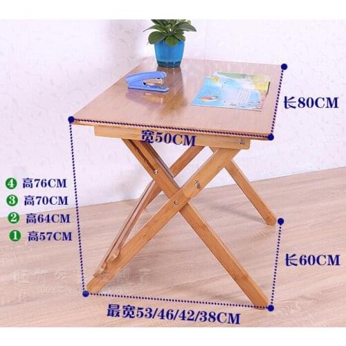 80*50*(57-76)CM Height-Adjustable Children Study Table Folding Bamboo Writing Desk Student Learning Table Without Chair