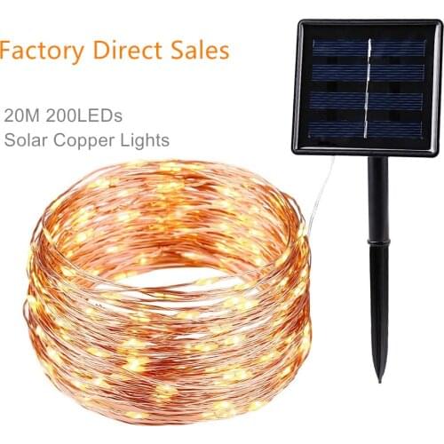 20M 200 LED Solar String lamp Fairy Light Christmas Lights LED Copper Wire Xmas Wedding Party Decoration Lamps Garland string