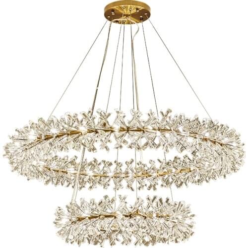 LED Modern Stainless Steel Crystal 2 Layer Lucky Ring LED Light.Pendant Lights.Pendant Lamp.Pendant light For Dinning Room Foyer