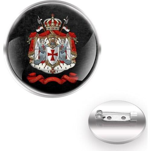Vintage Knights Templar High Quality Brooches Decoration Collar Pin Glass Convex Dome Women Men Accessories Jewelry Gift