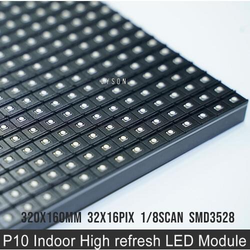 Indoor Full Color Letreiro Led P10 SMD3528 Display Module 320x160mm 32x16 Dots Hub75 Ports