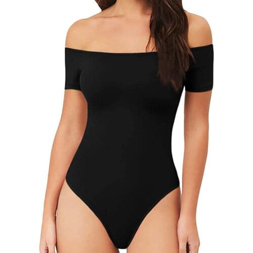 Womens Off Shoulder Short Sleeve/Long Sleeve Tops T Shirt Bodysuit Jumpsuit