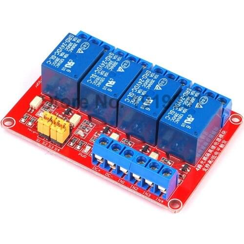 1PCS 4 Channel Relay Module High and Low Level Trigger Red Board 5V 12V 24V