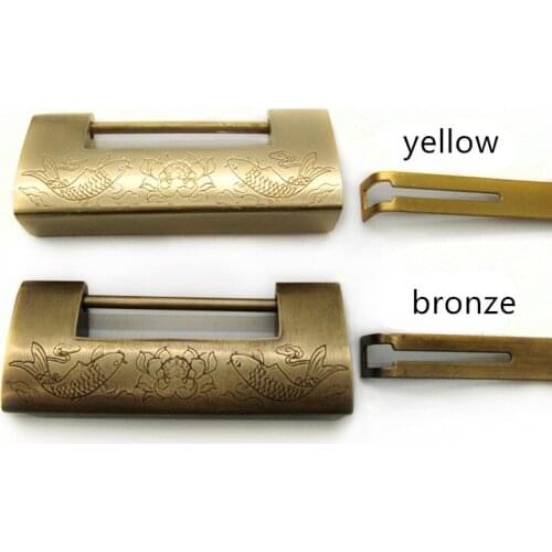 Vintage Brass Jewelry Chest Box Suitcase Case Carp Buckles Hasp Latch Catch Clasp Chinese Furniture Marrigage Fish Bolt Lock,1Pc
