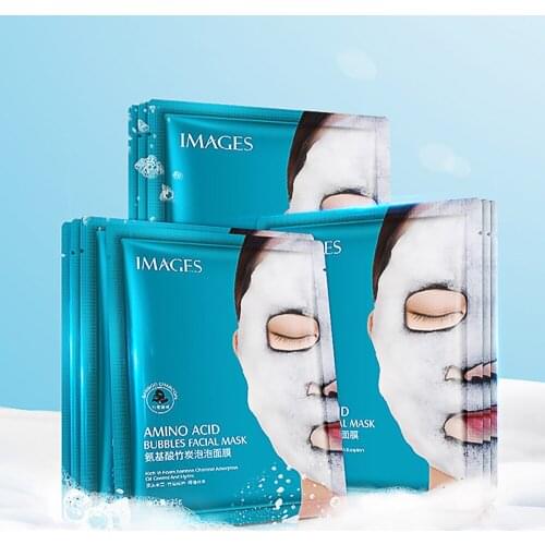 10PCS Amino Acid Bamboo Charcoal Bubble Mask Brighten Whitening Oil Control Shrink Pores Deep Cleansing Face Care Facial Pack