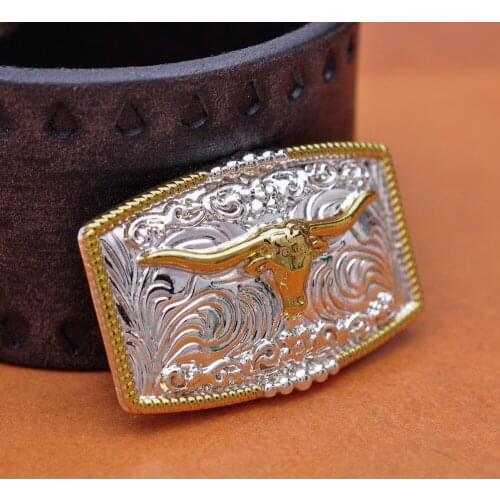 5pcs 46*30mm AMERICAN WESTERN TEXAS COWBOY COWGIRL BULL HORN TACK GOLD SILVER LONGHORN ROPE HORSE SADDLE CONCHO SET
