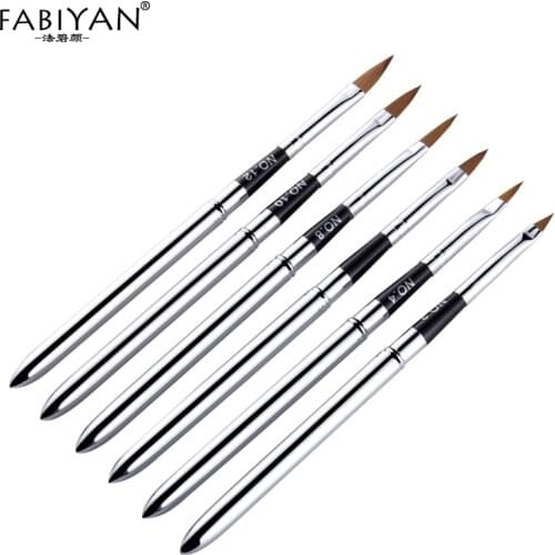 6pcs/set Detachable Nail Art Brush Builder Crystal Pen Acrylic Gel UV Polish Metal Copper Manicure Painting Drawing Tools