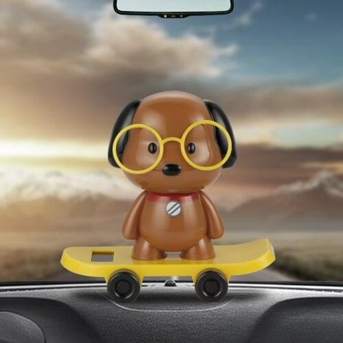 Car Ornament Automobile Solar Dancing Dog Dolls Dashboard Decoration Toys Auto Interior Home Skateboard Puppy Decor Accessories